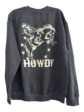 Golden Hour Charcoal Grey Howdy Cowboy Sweatshirt Crewneck M/L